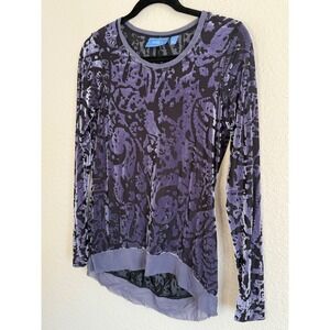 Simply Vera Wang Small Dark Purple Paisley Velvet Burnout Witchy‎ Fairy Grunge